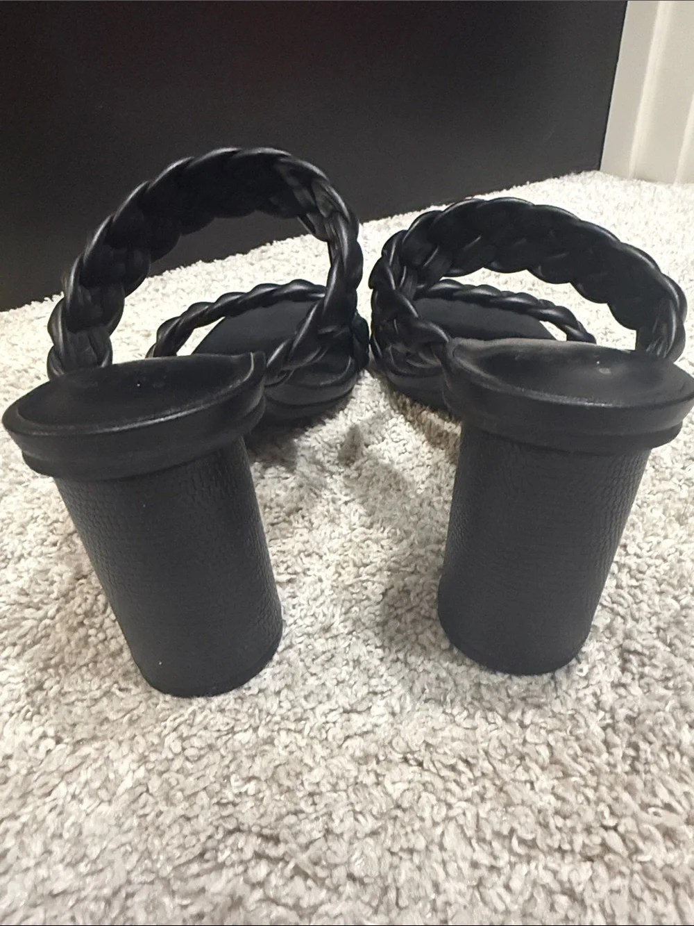 a new day Black Braided Double-Strap Slide Heels